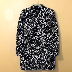 Jones New York Black and White Light Coat Fully Lined Size M
